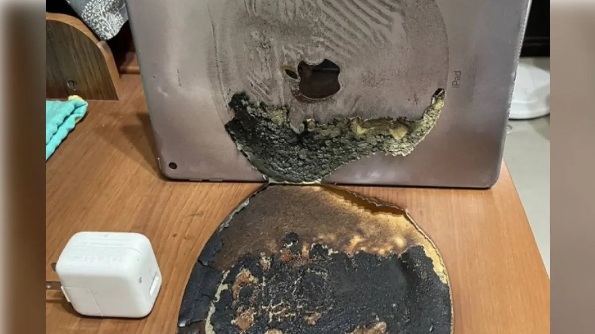 iPad充電突「自燃冒濃煙」！木桌都燒焦　網揪細節：蘋果不會賠